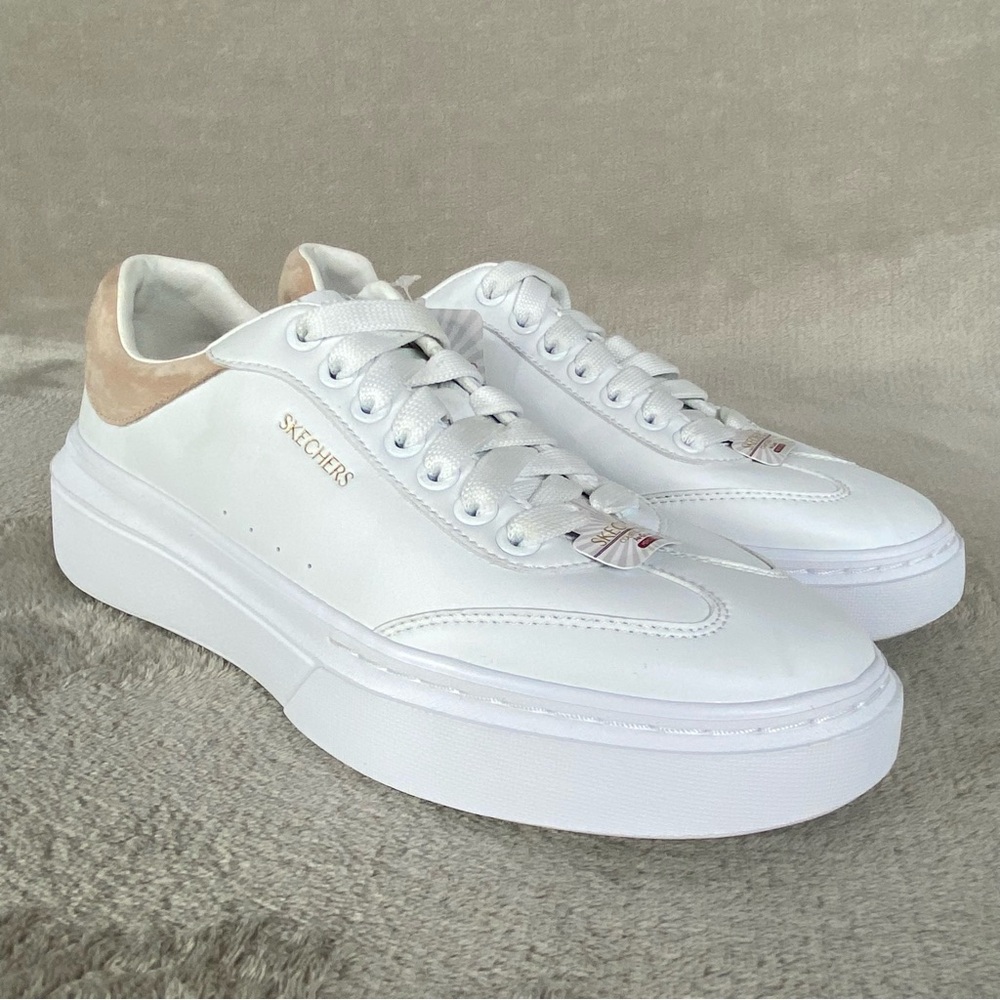 Skechers Cordova Classic Court Shoes Womens Size 9.5 White Vegan Memory Foam NEW
